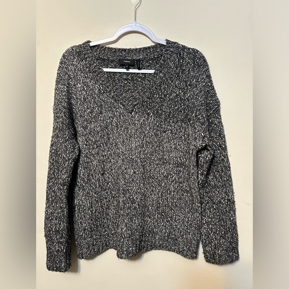 Theory Sweater Womens Medium‎ Black White Marled Cotton Wool Slouchy Minimal - Picture 1 of 5